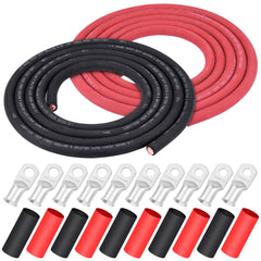 iGreely Battery Welding Pure Copper Ultra Flexible Cable + 5pcs of 5/16" & 5pcs 3/8" Copper Cable Lugs Terminal Connectors with Heat Shrink Tubing