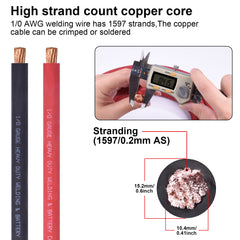 iGreely Battery Welding Pure Copper Ultra Flexible Cable + 5pcs of 5/16" & 5pcs 3/8" Copper Cable Lugs Terminal Connectors with Heat Shrink Tubing
