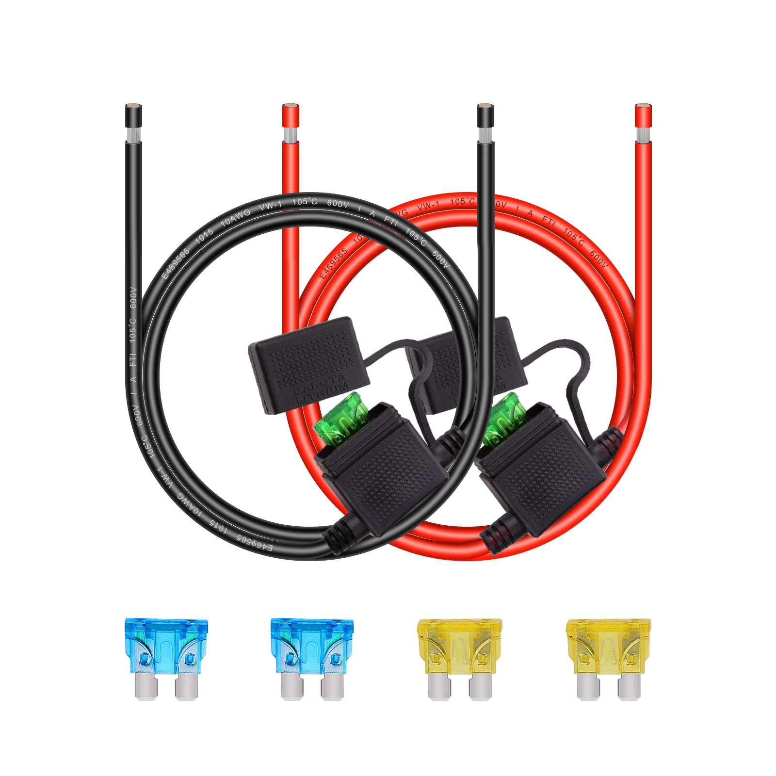 10 Gauge Fuse Holder - 10 AWG Inline Heavy Duty Wire Fuse Holder with 30 AMP ATC/ATO Blade Fuses for Automotive Car Motorcycle Marine RV
