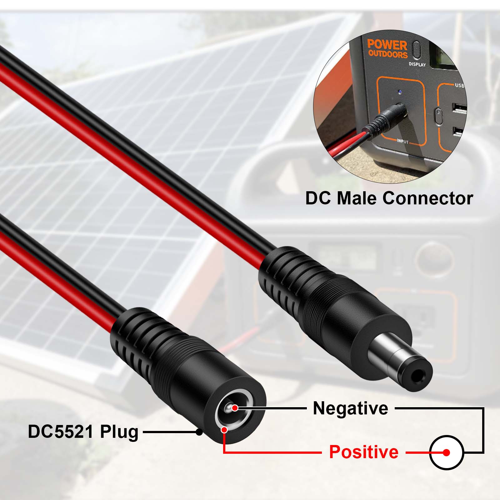 14AWG 12V DC Extension Cable DC 2.1mm x 5.5mm 5521 Power Supply Adapter Flat Extender Cord,Female to Male Wire for CCTV Security Camera,IP Network Camera,DVRs and More Devices