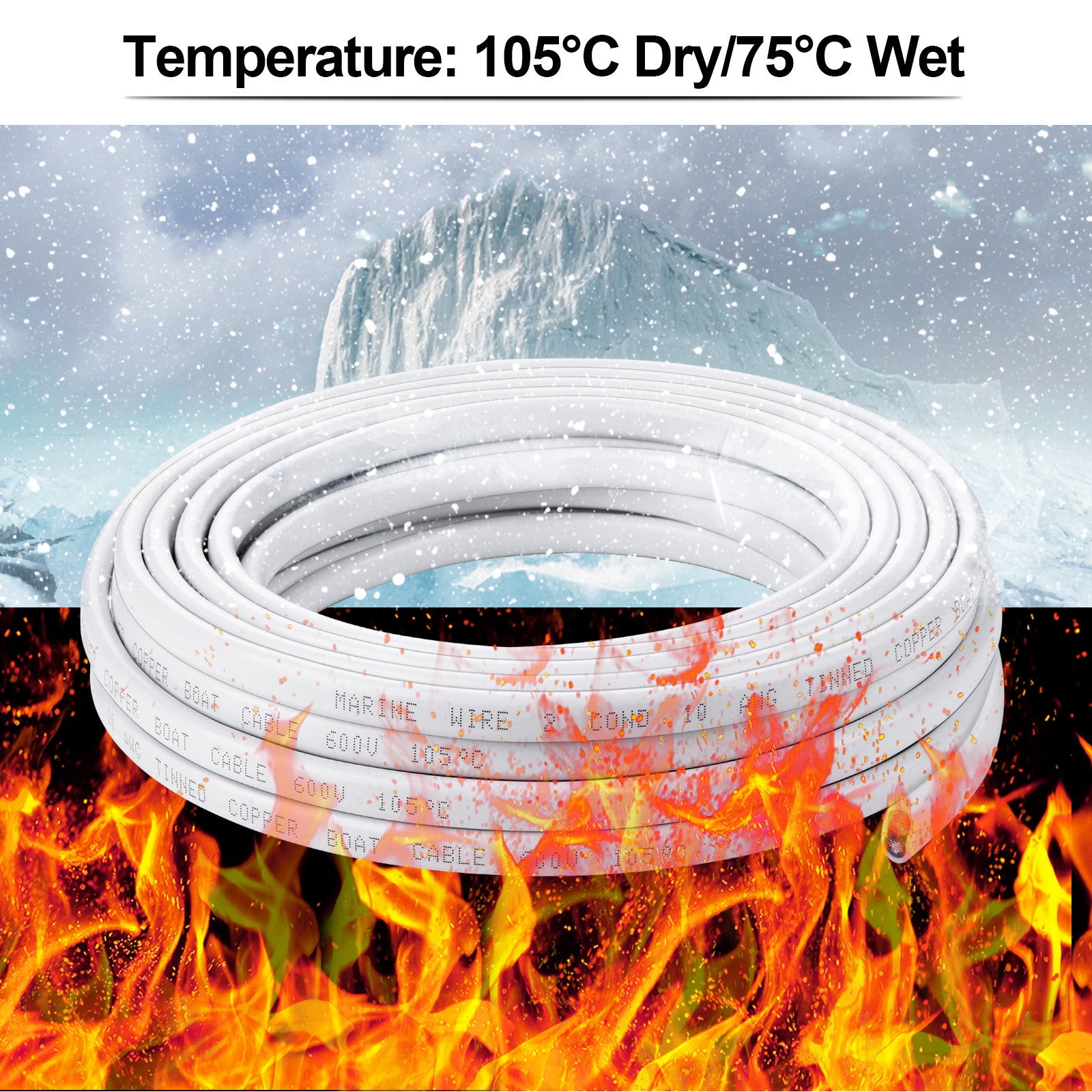 Marine Wire Duplex Marine Grade Wire, Tinned Copper Wire Stranded PVC Electrical Wire, Waterproof Corrosion Resistant 2 Core Insulated Wire for Boat Automotive Marine Solar RV