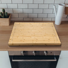 Bamboo Cutting Boards for Kitchen, Extra Large Wood Cutting Board with Deep Juice Groove and Handle, Stove Top Cover for Electric Stove, Heavy Duty Stovetop Cover, 30" x 22"