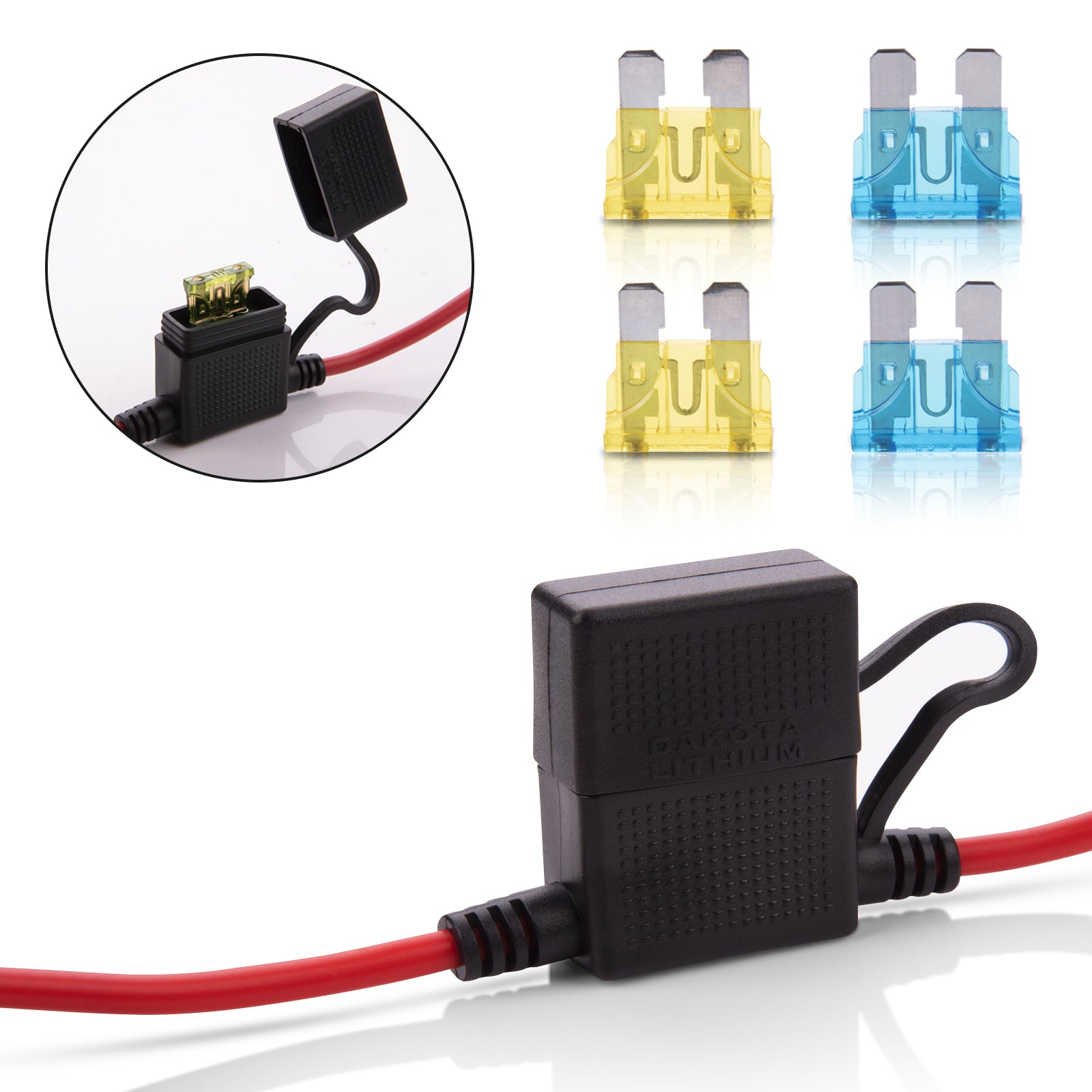 10 Gauge Fuse Holder - 10 AWG Inline Heavy Duty Wire Fuse Holder with 30 AMP ATC/ATO Blade Fuses for Automotive Car Motorcycle Marine RV
