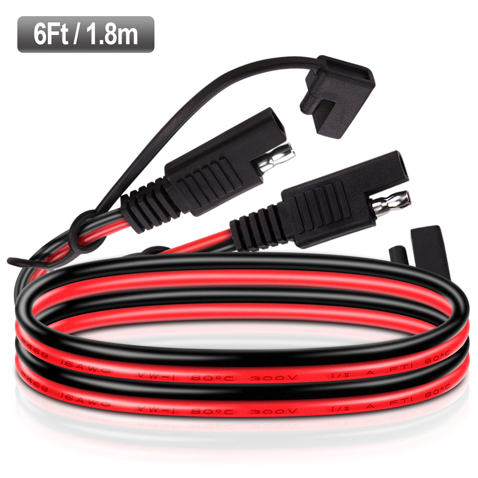iGreely SAE Extension Cable 16 Gauge 30Ft 9M SAE to SAE Extension Cable Quick Disconnect Wire Harness 16AWG SAE Connector SAE Plug for Automotive RV Motorcycle Solar Panel Cars Tractor 9M