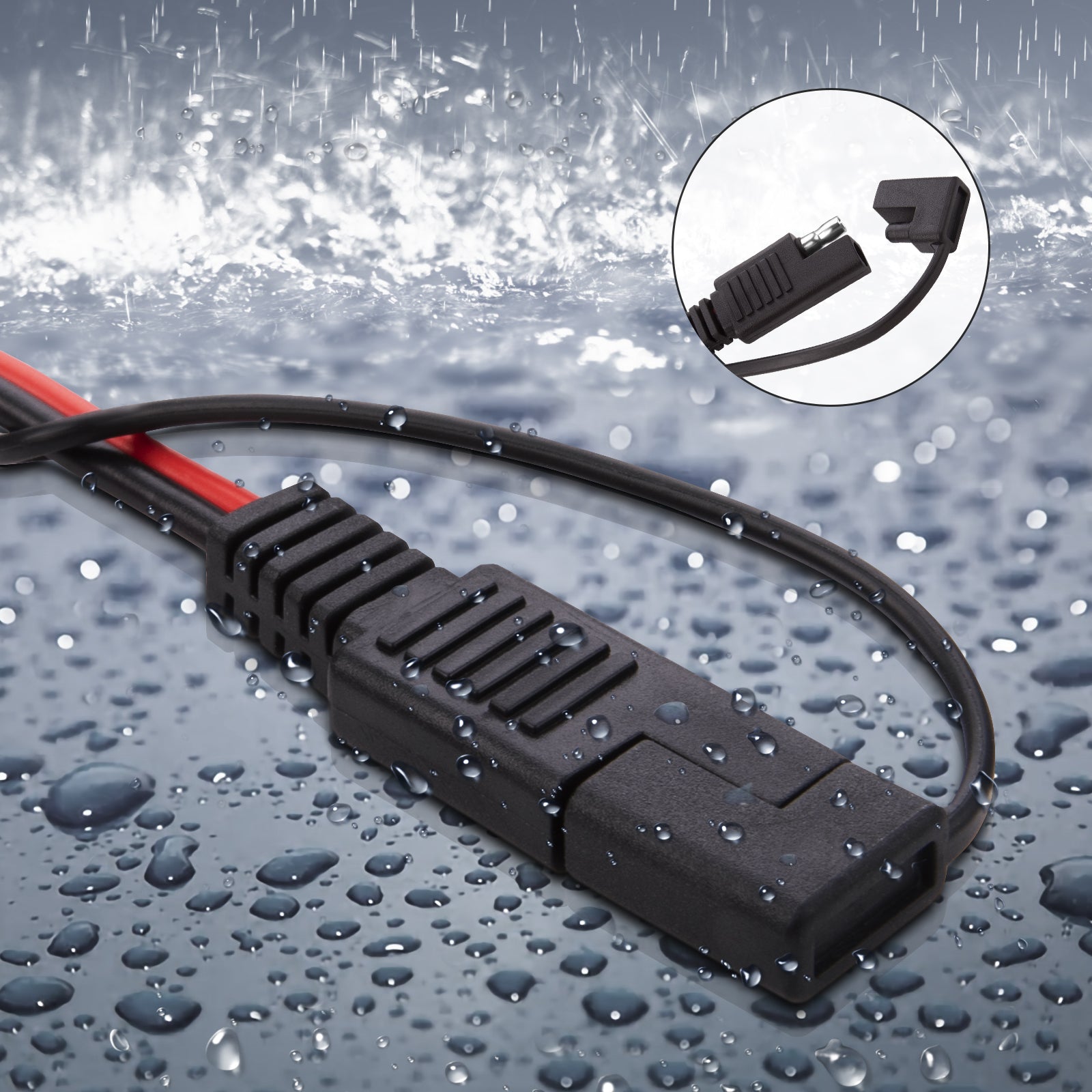 iGreely SAE Extension Cable 16 Gauge 30Ft 9M SAE to SAE Extension Cable Quick Disconnect Wire Harness 16AWG SAE Connector SAE Plug for Automotive RV Motorcycle Solar Panel Cars Tractor 9M