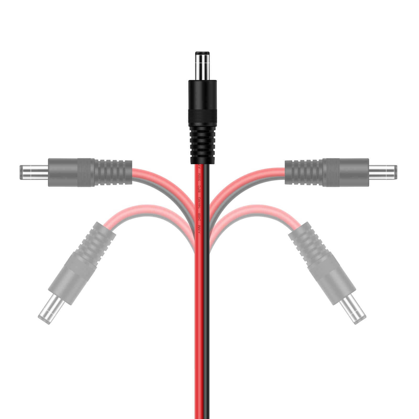DC Power 5.5mm x 2.1mm DC Power Supply Splitter Cord for Surveillance Camera Cable for CCTV Security Camera,LED Strip Light 14AWG 1.5Ft/45cm