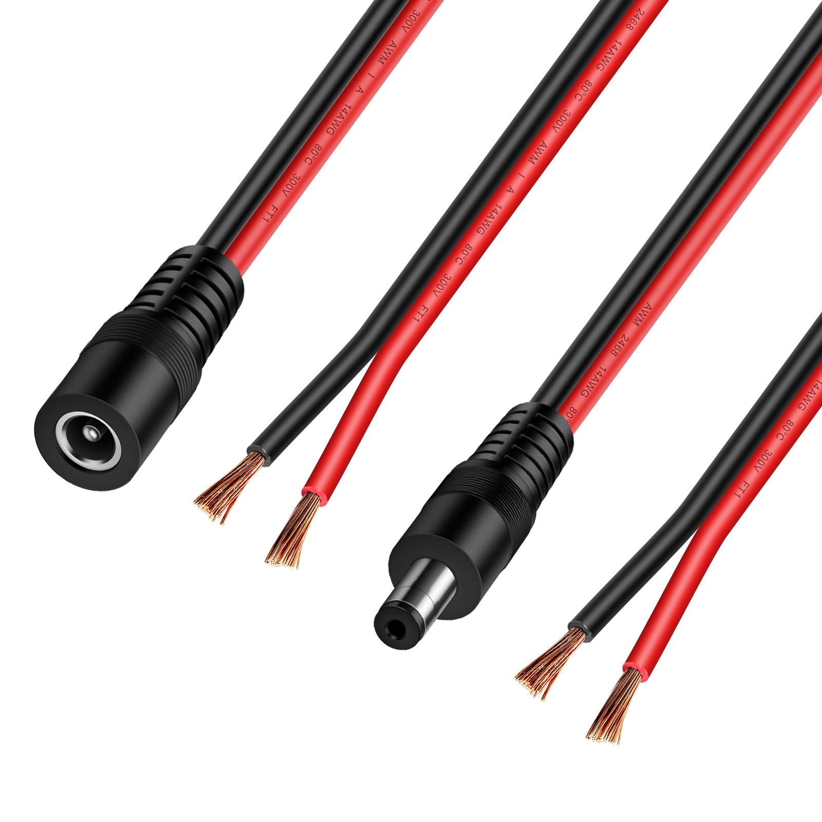 DC Power 5.5mm x 2.1mm DC Power Supply Splitter Cord for Surveillance Camera Cable for CCTV Security Camera,LED Strip Light 14AWG 1.5Ft/45cm