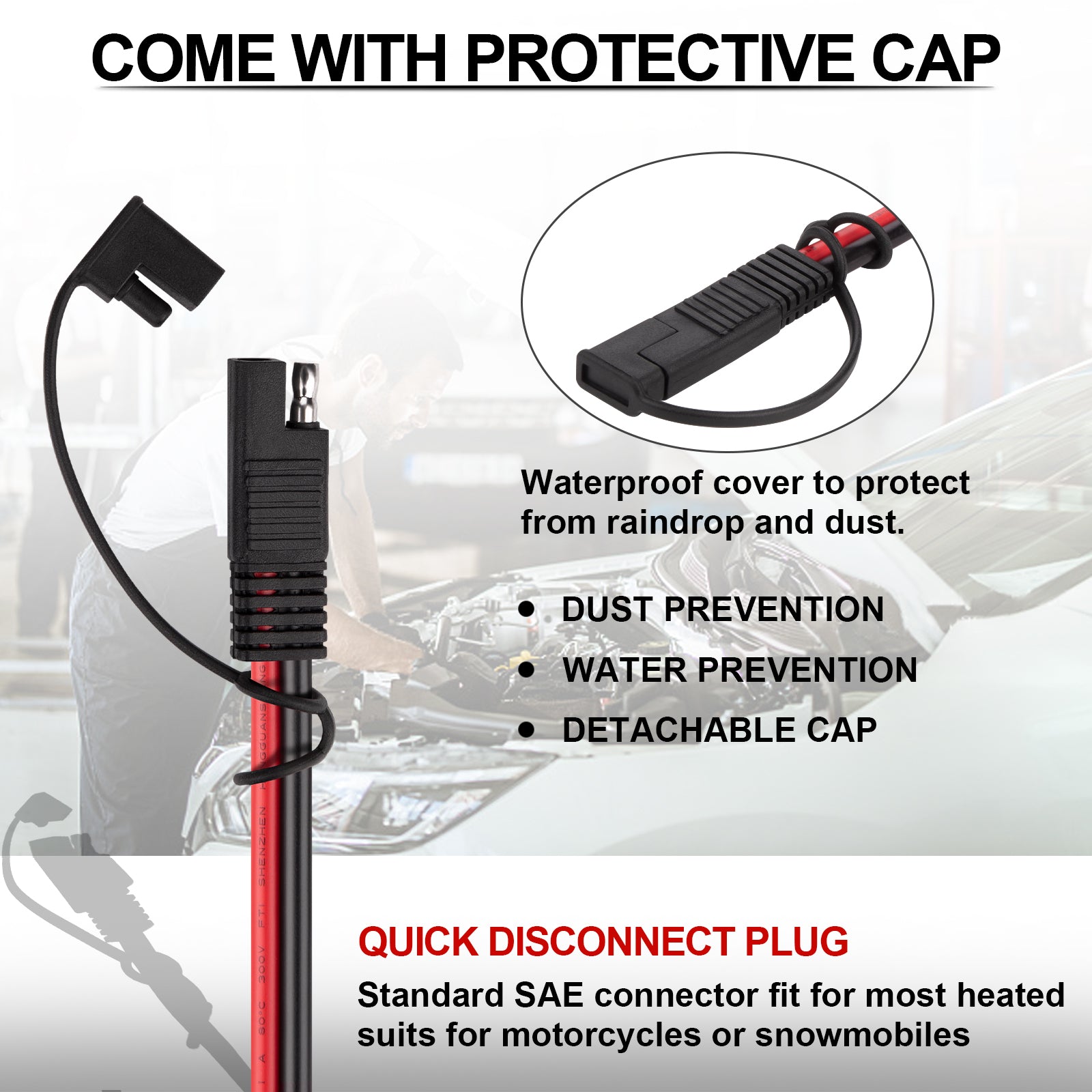 8-Pack 12AWG SAE Extension Cables – 1FT Quick Disconnect Harness For Solar, Motorcycle, RV & Car Battery Chargers