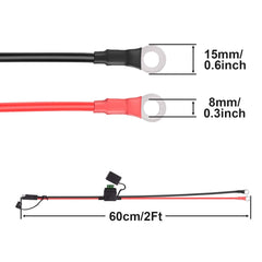 SAE Battery Connector - iGreely 10 Gauge Wire SAE to O Ring Terminal, 2-Pin Quick Disconnect SAE Battery Cable Extension Wire for Solar Panel Automotive Marine Motorcycle Cars RV 10 AWG 2ft/60cm