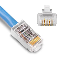 iGreely Shielded Cat6 RJ45 Connectors Gold Plated RJ45 Cat6/Cat5E/Cat5 8P8C 50 Micron 50u 3 Prong FTP STP Ethernet Cable Crimp Modular Plug