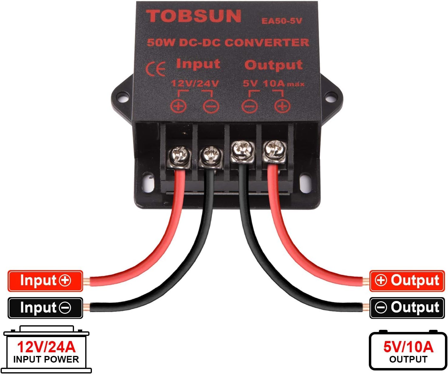 12v to 5v Converter - iGreely DC 12V 24V to 5V 10A Step Down Converter Adapter DC Voltage Reducer Regulator Power Supplies Transformer Module (5V 10A 50W)