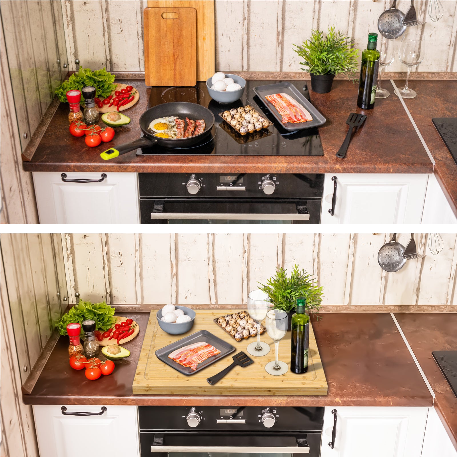 Bamboo Cutting Boards for Kitchen, Extra Large Wood Cutting Board with Deep Juice Groove and Handle, Stove Top Cover for Electric Stove, Heavy Duty Stovetop Cover, 30" x 22"