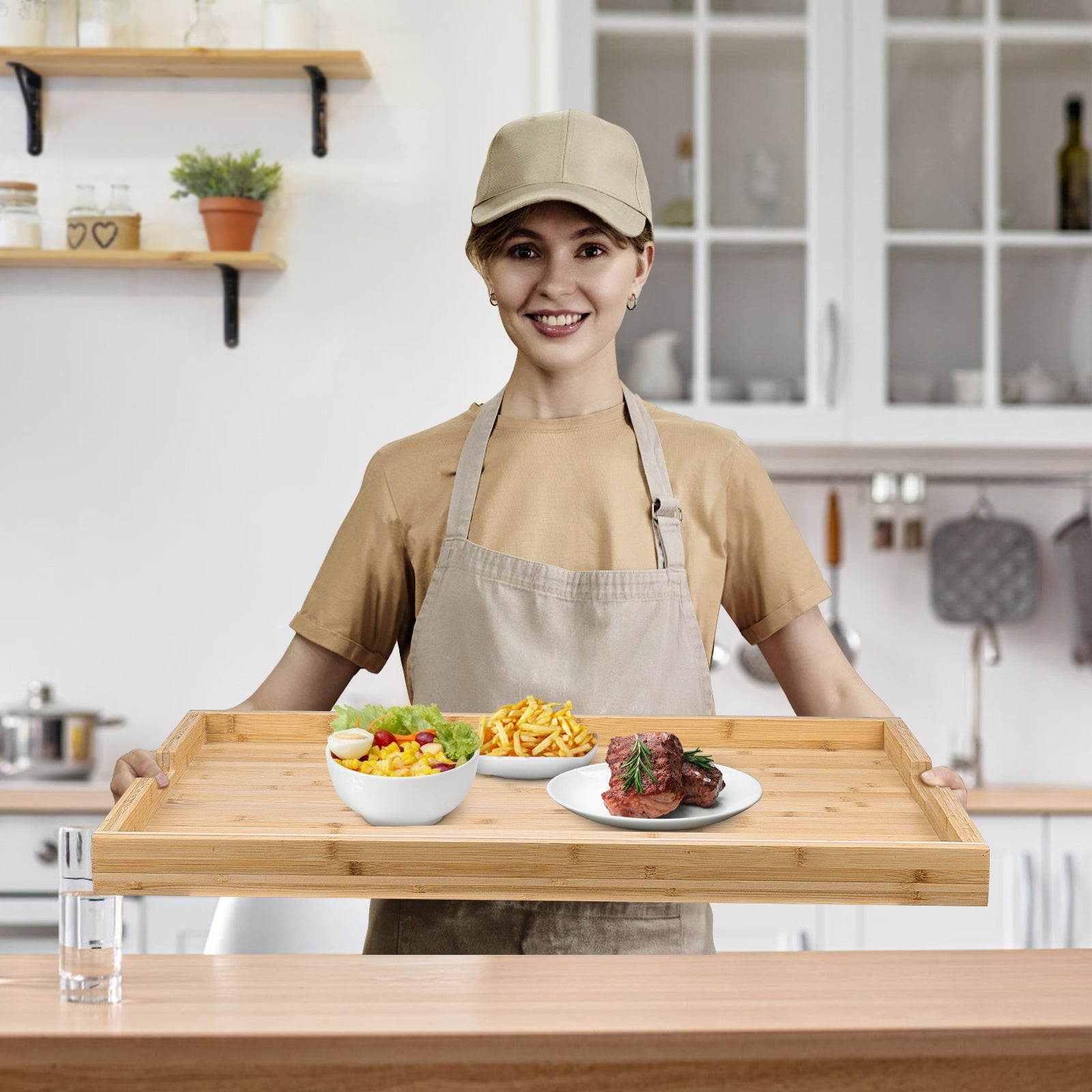 Bamboo Cutting Boards for Kitchen, Extra Large Wood Cutting Board with Deep Juice Groove and Handle, Stove Top Cover for Electric Stove, Heavy Duty Stovetop Cover, 30" x 22"