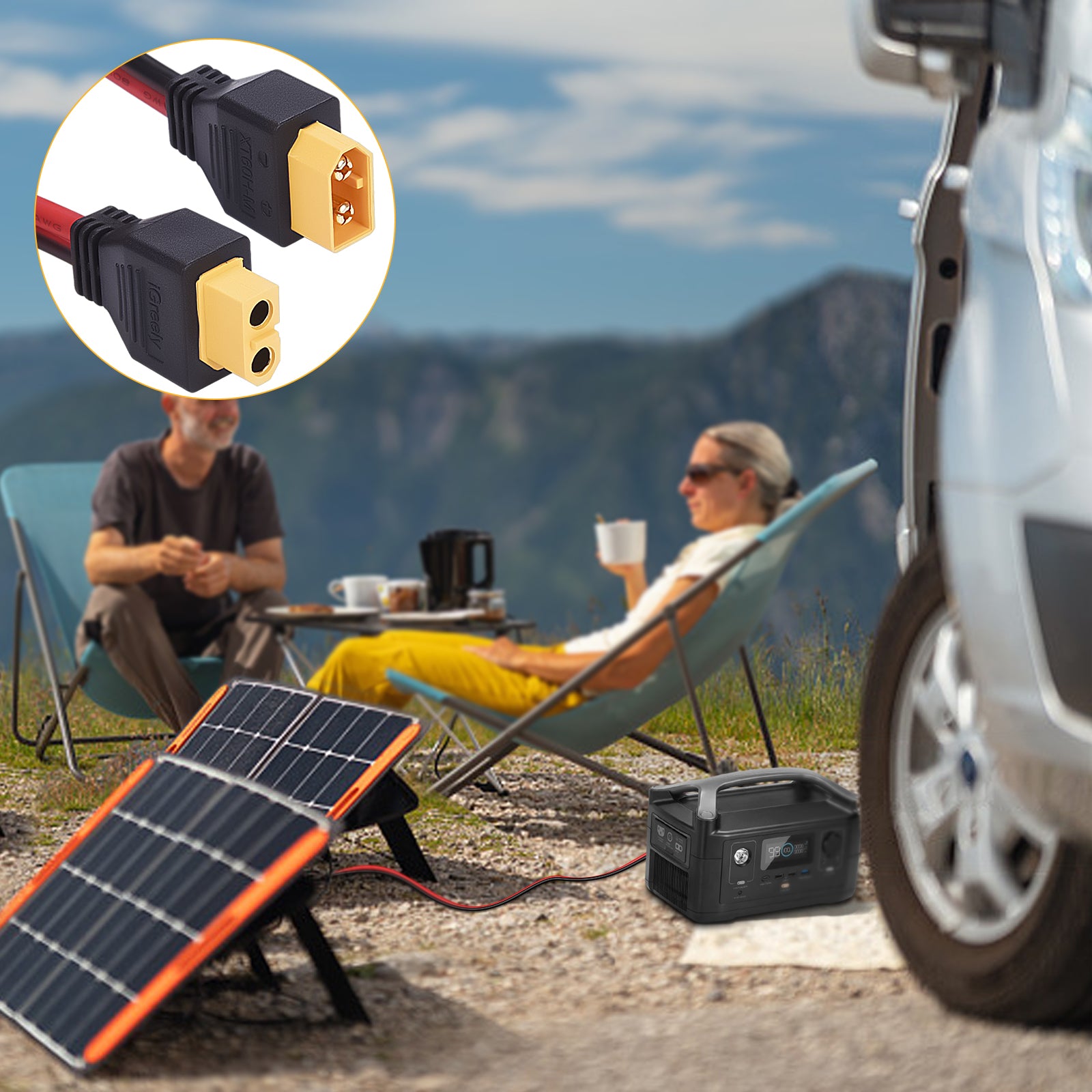 iGreely XT60 Extention Cable for Solar Panel RV Automotive RC Battery and Portable Power Station Solar Generator 12AWG