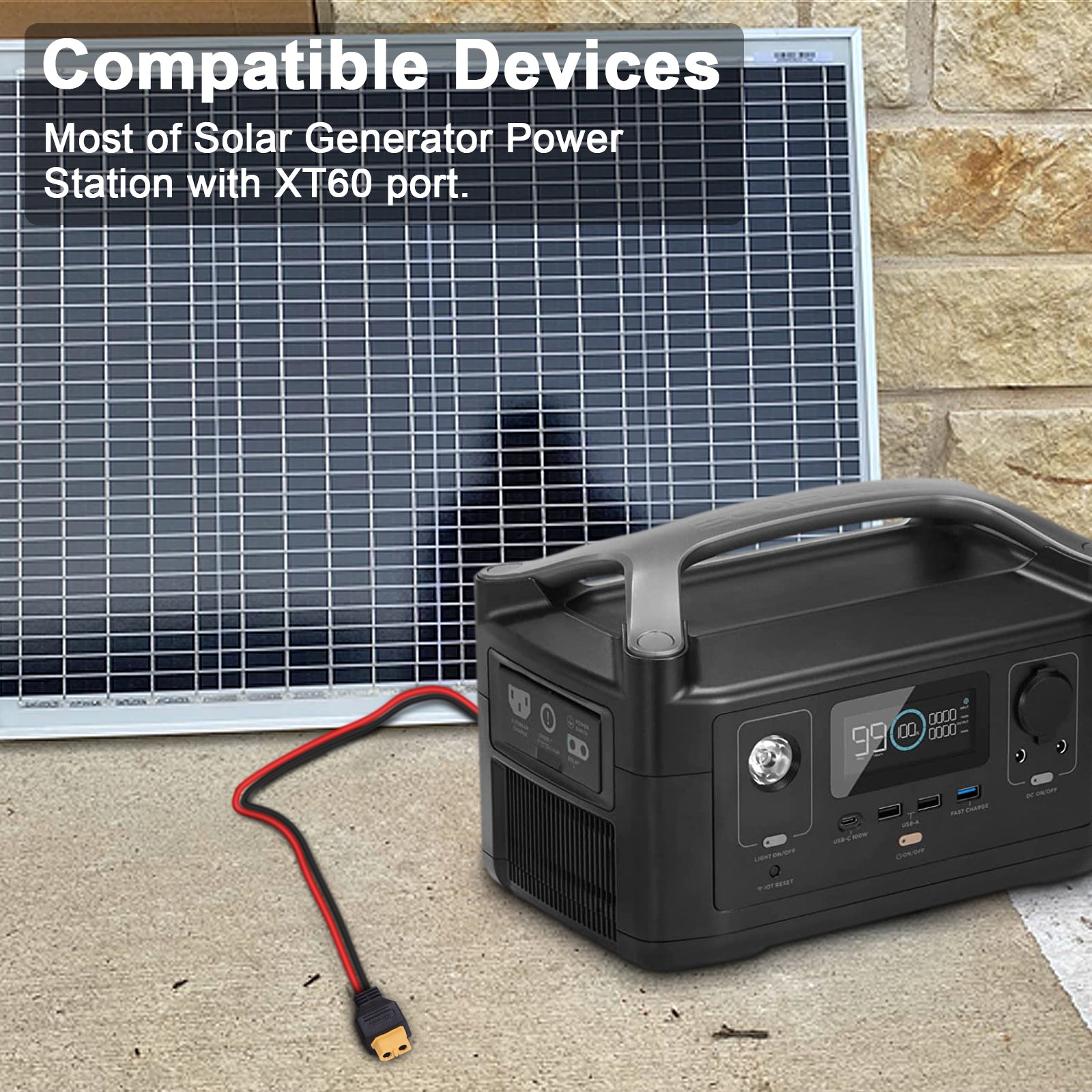 iGreely XT60 Extention Cable for Solar Panel RV Automotive RC Battery and Portable Power Station Solar Generator 12AWG